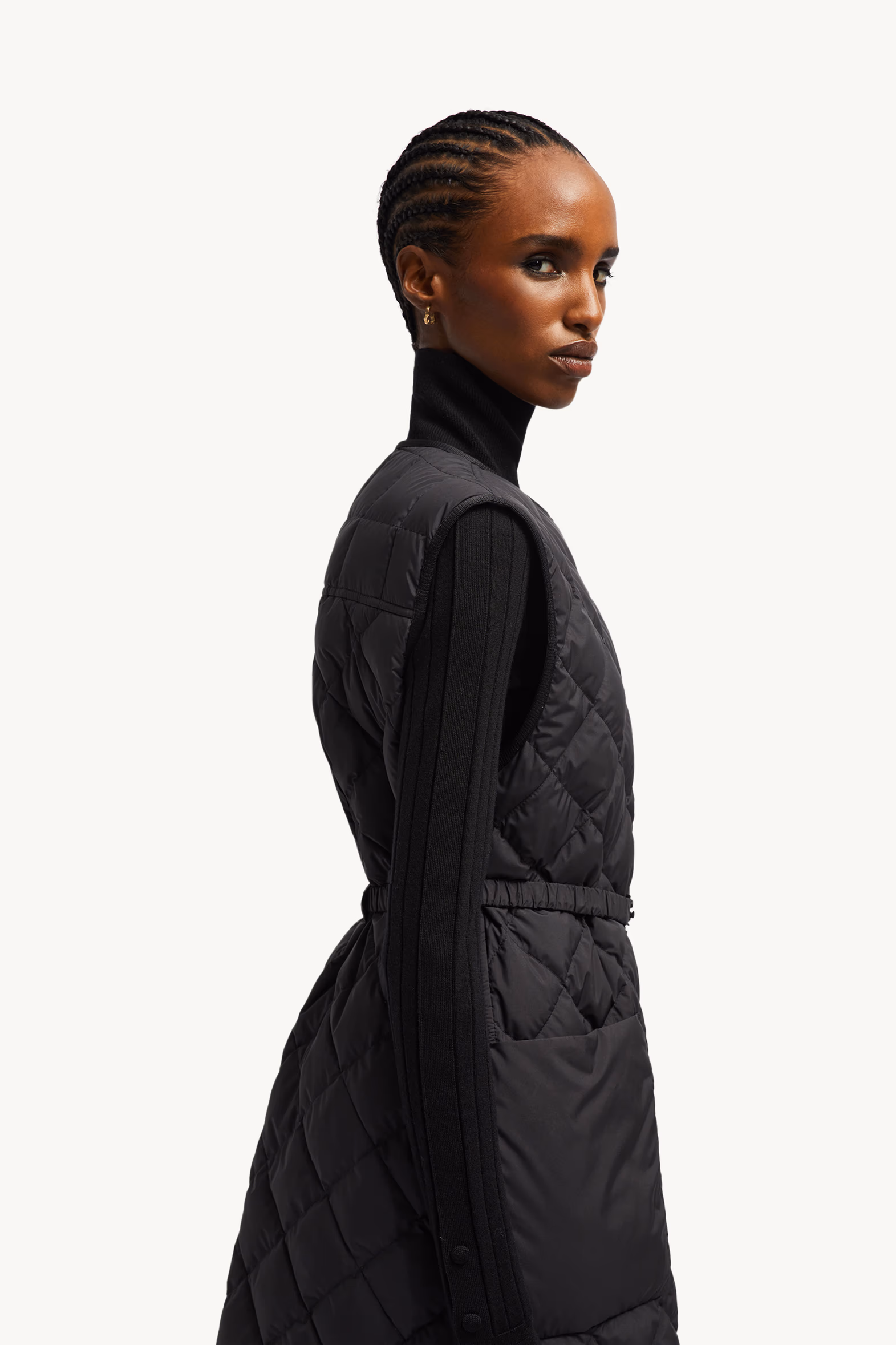 Doudoune longue sans manches Butor à matelassage losange Femmes Noir Moncler 4
